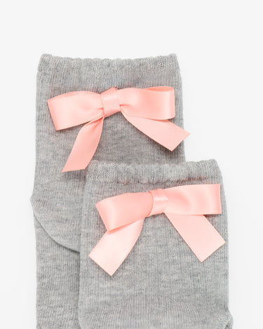 Signature satin bow socks 品牌經典緞面蝴蝶結短襪 - 灰色
