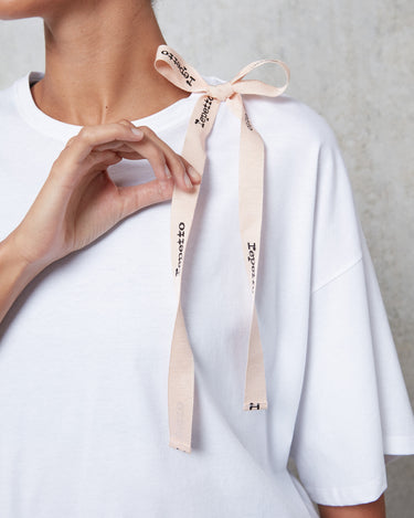 Signature bow cropped T-shirt 蝴蝶結短版T恤  - 白