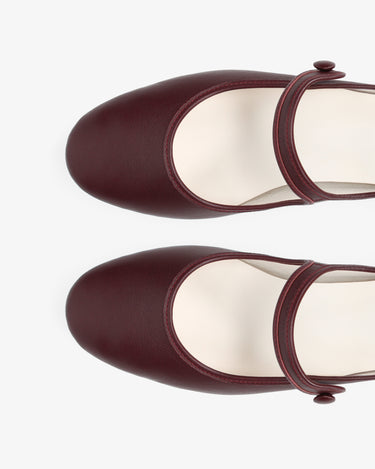 Pina Mary Janes by Kaia Gerber 低跟瑪莉珍鞋 - 深酒紅色