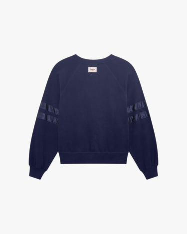 Signature satin oversized sweat 長袖上衣 - 海軍藍