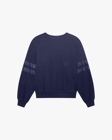 Signature satin oversized sweat 長袖上衣 - 海軍藍