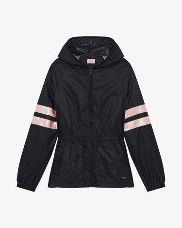 Signature satin windbreaker 連帽外套 - 黑