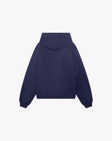 Signature satin zip-up hoodie 連帽上衣 - 海軍藍