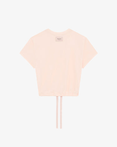RIBBON CROP T-SHIRT 品牌經典緞面短版上衣  - 品牌粉色