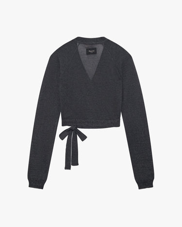 Glitter knit wrap top 閃亮針織罩衫 - 銀黑色