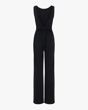 優雅柔軟交叉連身褲 WRAP JUMPSUIT - 黑色
