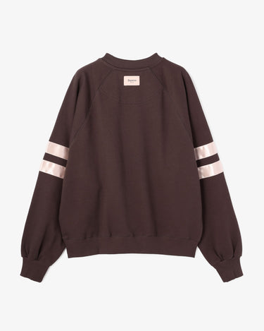 Signature satin oversized sweat 圓領大學T- 棕