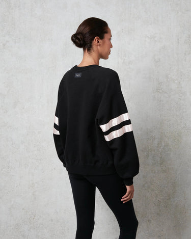 Signature satin oversized sweat 長袖上衣 - 黑色